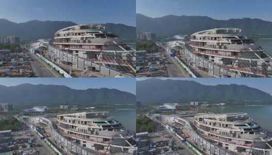 深圳生物谷坝光文化中心航拍高清在线视频素材下载