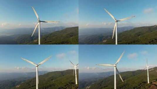 山脊上的风力发电站高清在线视频素材下载
