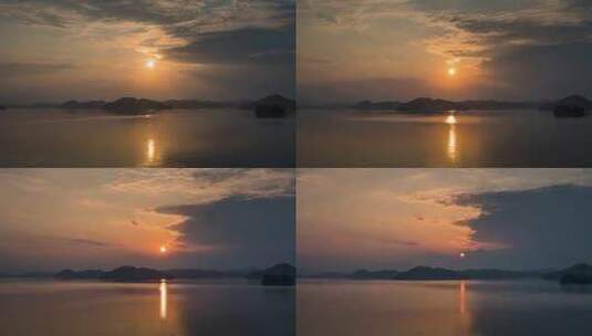 8K千岛湖黄昏日落 延时摄影高清在线视频素材下载
