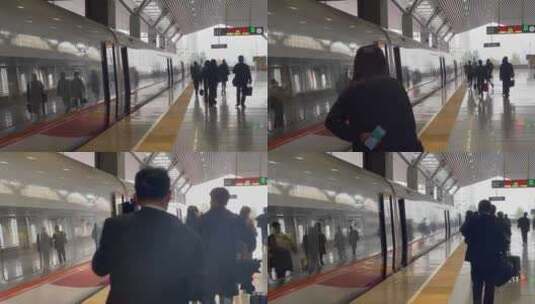 郑州东站站台旅客乘客1高清在线视频素材下载