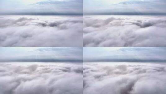 航拍穿云平流雾丁达尔效应日光流动云层云海高清在线视频素材下载