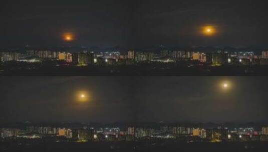 满月上升 城市夜景高清在线视频素材下载
