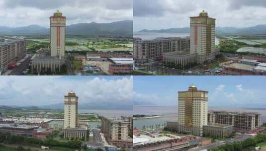 台山市广海镇渔人码头酒店酒店航拍高清在线视频素材下载