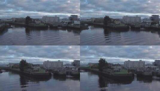 河流港口城镇建筑高清在线视频素材下载