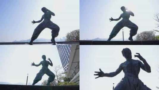 4K香港星光大道李小龙雕像2高清在线视频素材下载