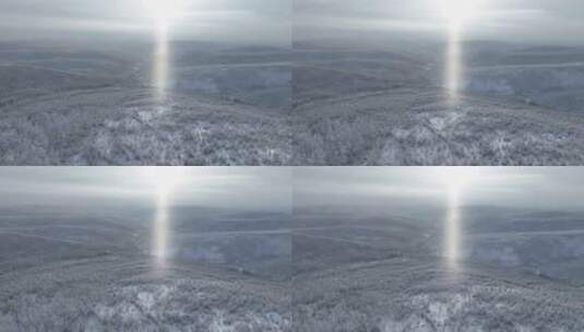 阳光照耀下着小清雪的林海雪原高清在线视频素材下载