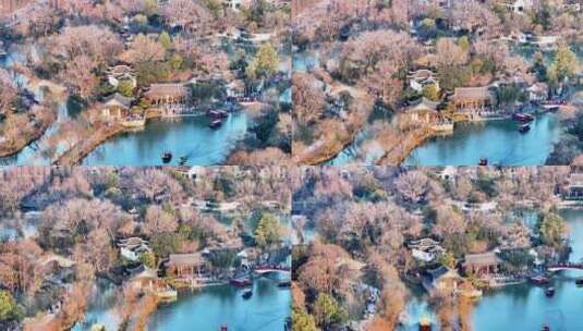 航拍瘦西湖风景区大明寺观音山园林寺庙高清在线视频素材下载