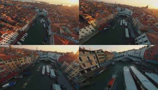 航拍威尼斯日落城市高清在线视频素材下载