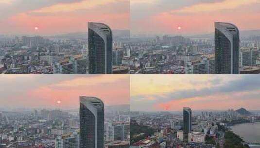 柳州夕阳落日航拍高清在线视频素材下载