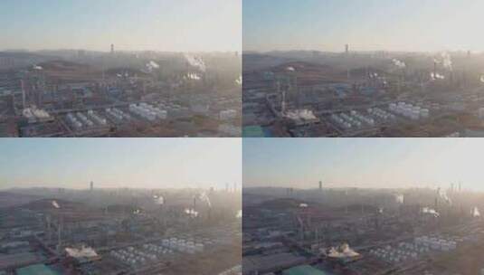 4k航拍山东济南济南炼油厂高清在线视频素材下载