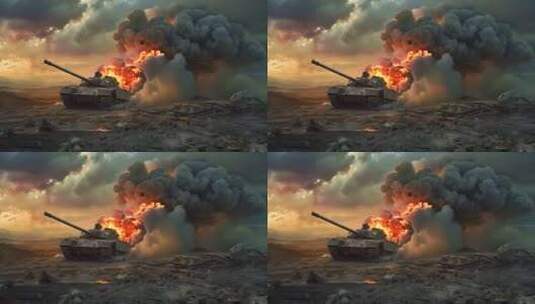 坦克着火了高清在线视频素材下载