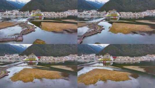 4K航拍西藏鲁朗国际旅游小镇1高清在线视频素材下载