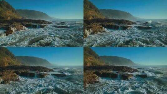 4K-超清海浪撞击岩石高清在线视频素材下载