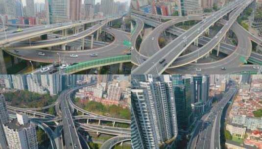 上海市黄浦区鲁班路立交桥车流城市风景视频高清在线视频素材下载
