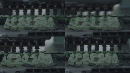 工业背景特写，印刷电路板由自动化机器人组高清在线视频素材下载