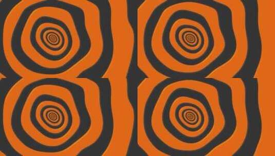 Trippy黑色和橙色圆圈图案抽象背景高清在线视频素材下载