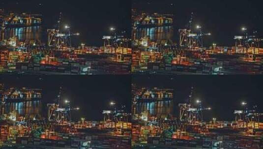 盐田港夜景港口货运码头贸易物流C0112高清在线视频素材下载