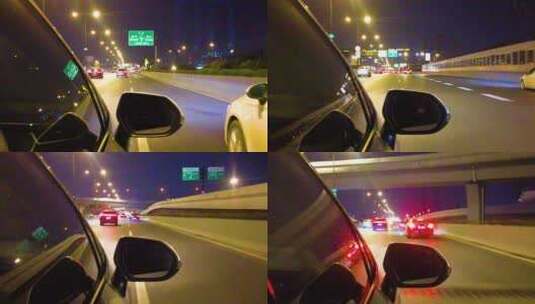 城市夜晚汽车在马路行驶夜景视频素材高清在线视频素材下载