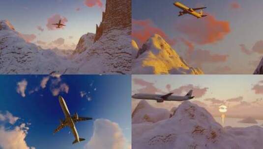 飞机飞过雪山视频高清在线视频素材下载