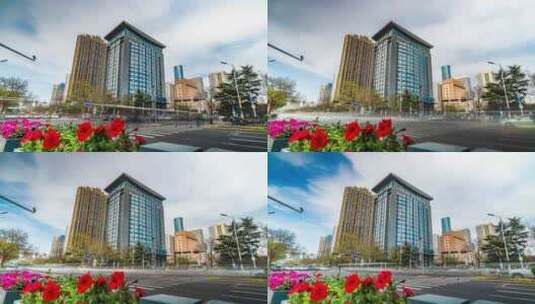 固定延时-市北区政府大楼高清在线视频素材下载