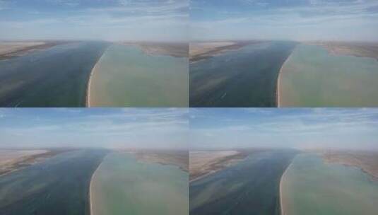 青海西台吉乃尔湖双色湖高空航拍高清在线视频素材下载