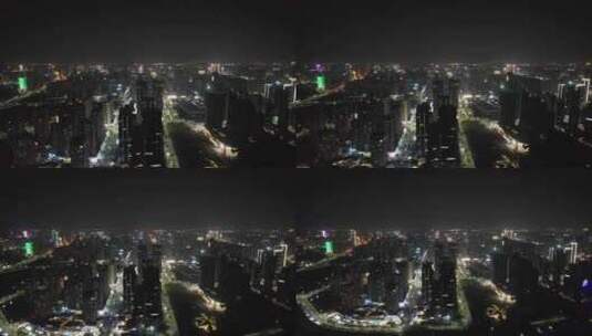 广东湛江城市夜景灯光交通航拍高清在线视频素材下载