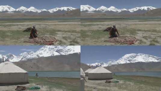 新疆昆仑山蒙古包放牧实拍素材高清在线视频素材下载