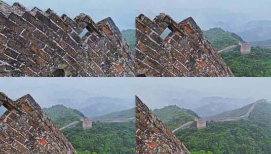 中国夏季金山岭长城阴天下雨云雾风光高清在线视频素材下载