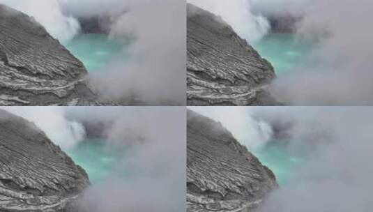火山湖泊风景航拍高清在线视频素材下载