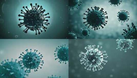 新型冠状病毒微观结构的3D渲染效果展示高清在线视频素材下载