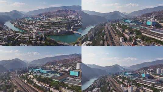 攀枝花钒钛钢铁厂攀钢集团航拍4K高清在线视频素材下载