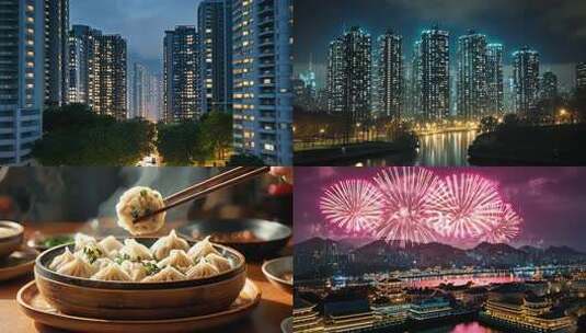 烟花春节新年庆典团聚高清在线视频素材下载