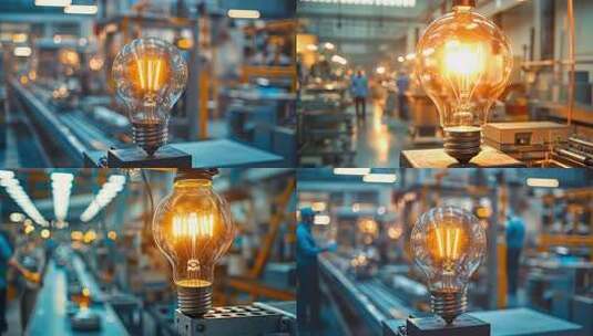 工业生产灯泡制造 工厂车间流水线作业工人高清在线视频素材下载