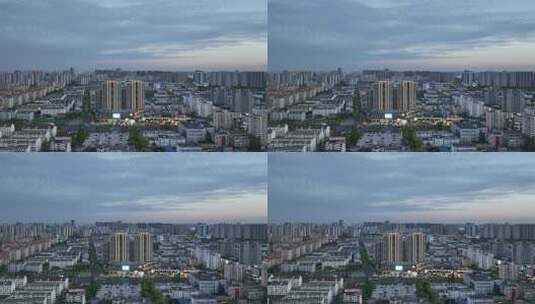4K航拍江苏昆山城市夕阳夜景风光高清在线视频素材下载