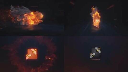 火焰燃烧狮子logo演绎AE模板高清AE视频素材下载
