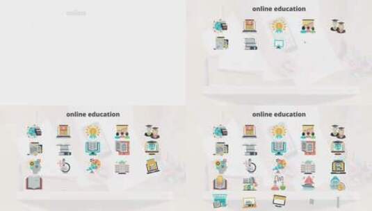 在线教育平面动画图标素材包AE模板高清AE视频素材下载
