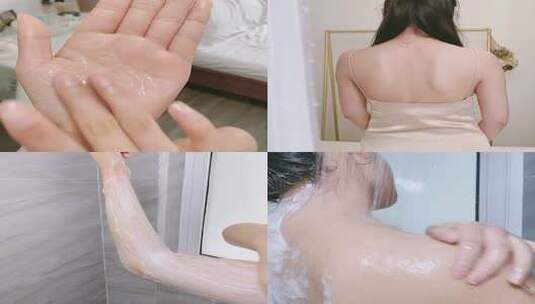 女生抹沐浴露身体乳皮肤展示合集高清在线视频素材下载
