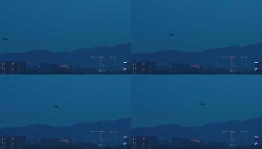 直升机从城市上空飞过高清在线视频素材下载