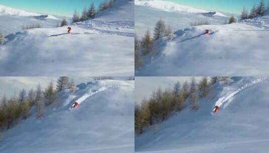 雪山上的滑雪者高清在线视频素材下载