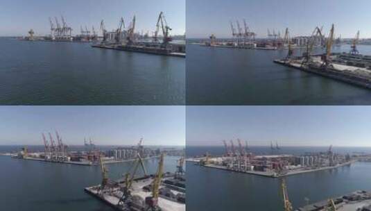 航拍海上工业基地的设备高清在线视频素材下载