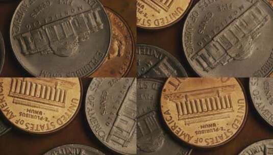 美国货币硬币的旋转库存镜头-MONEY 0336高清在线视频素材下载