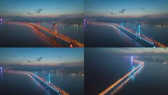 大桥夜景 航拍大桥高清在线视频素材下载