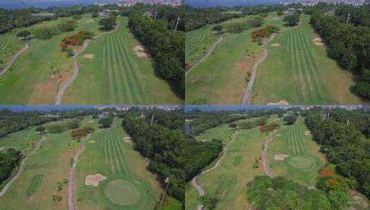 航拍厦门东方高尔夫球场高清在线视频素材下载