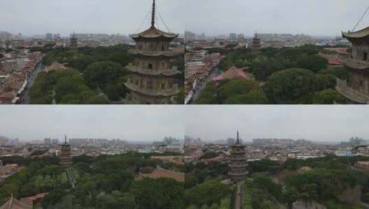 航拍福建泉州西街开元寺高清在线视频素材下载