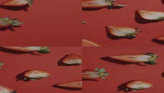 草莓 切片新鲜草莓高清在线视频素材下载