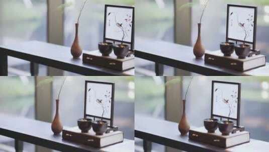 传统中国文化元素茶杯刺绣小摆件软装高清在线视频素材下载