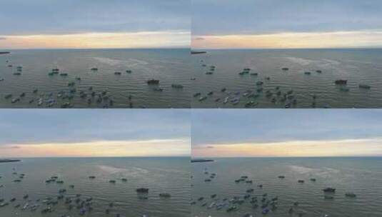 4k航拍湛江遂溪海边小渔村海岸线日落高清在线视频素材下载