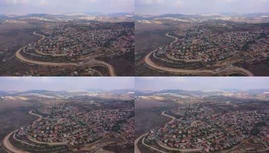 以色列犹太人定居点Har adar上空的航拍镜头高清在线视频素材下载
