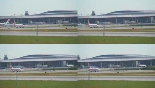民航飞机机场跑道滑行高清在线视频素材下载