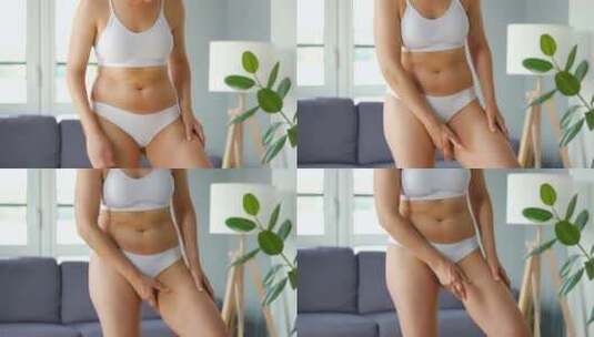 女性健身因为自己的身材而苦恼高清在线视频素材下载
